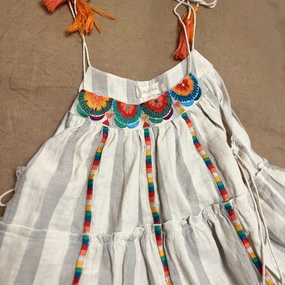 Altar’d State Boho Embroidered striped cotton knee length dress size Large - Picture 1 of 8
